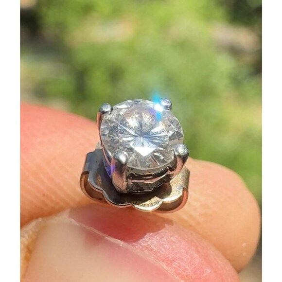 Vintage 1/4 carat Diamond 14k White Gold Earring SINGLE - Great Mens Man Earring - Picture 3 of 8